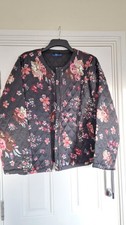 Cotton Traders black with floral print puffer jacket, size 22