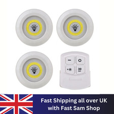 Remote Control LED Push Lights Under Cabinet Dimmable Timer Battery Operated