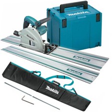 Makita SP6000J1 165mm Plunge Saw 110V with 2 x 1.5m Guide Rail + Case & Rail Bag