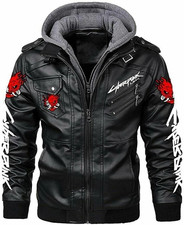 Ultimate Black Samurai 2077 Gaming Cosplay Bomber Leather Motorbike Jacket Men's