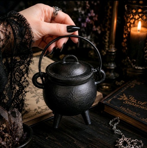 Cast iron cauldron with - cauldron, lid