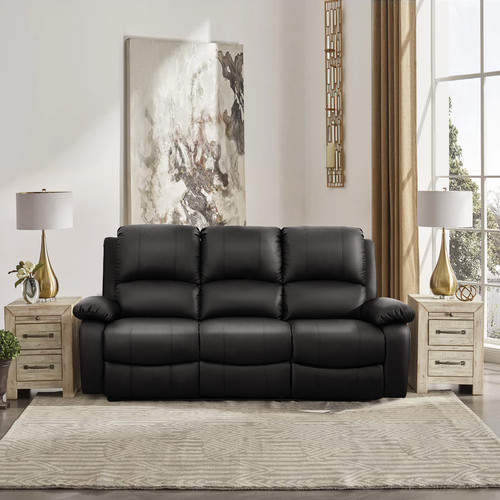 Black leather recliner sofa - black,