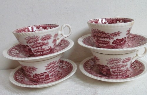 Spode pink tower plates cups - pink,