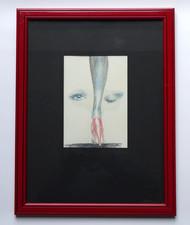 Robert-Egidius Dechant: Orig. Etching/drawing - red shoe - Regensburg