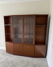 Vintage 1960’s Mahogany Cabinet With Glass Shelves And Light Feature