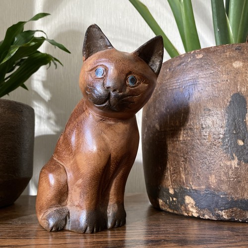 Wooden hand carved - , cat