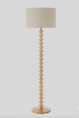 Wooden bobbin floor lamp - wooden,