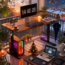 2025 New Height Adjustable Electric Standing Desk with Water Stand