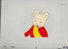 RUPERT THE BEAR Cartoon Animation 12.5x10.5" Cel A-34 Red Sweater & Scarf