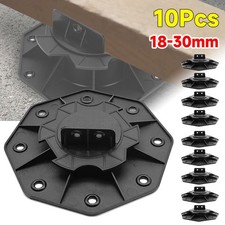 10Pcs Adjustable Decking Pedestal-Riser Flooring Joist Support 18mm-30mm Black