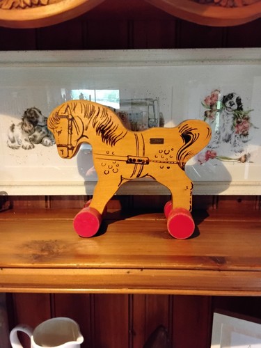 Steiff wooden pull - pull, horse