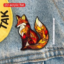 Fox Pin Badge Stained Glass