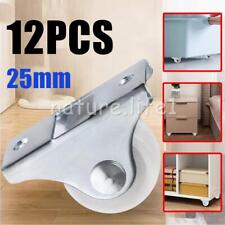 12Pcs Fixed Castor Wheels for Furniture Cabinet Small Casters Non-Swivel 25MM UK