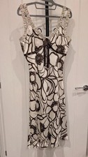 New Kate Cooper Cream Brown Silk Dress UK12