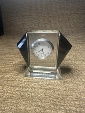 A stunning Art Deco Glass Mantel Clock Galway Living Quartz Diamante Detail