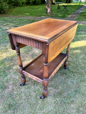 Vintage tea trolley occasional table  dropleaf  two tear with drawer
