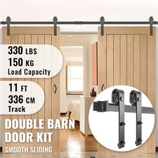 VEVOR Barn Door Hardware Kit Barn Door Kit 11 FT Carbon Steel for Double Doors