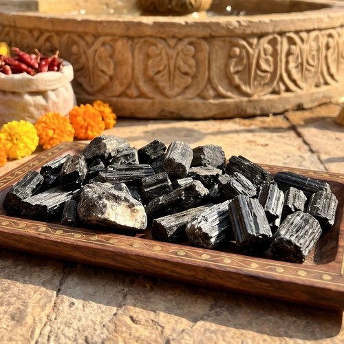 Black tourmaline haystack - tourmaline,