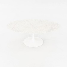 2010s Eero Saarinen for Knoll 42" Oval Tulip Coffee Table w/ Carrara Marble Top