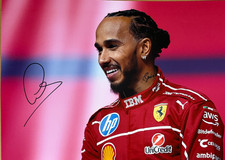 F1 Photo Hand Signed Ferrari 16x12 Lewis Hamilton Suit Promo Shot COA + PROOF