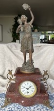 Antique French Marble CLOCK  For Restoration ‘Gitana’ Gypsy Sculpture Guillemin 