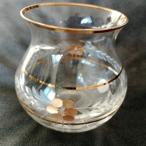 Bohemian glass gold vase gilt - glass,