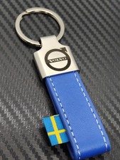 Volvo Blue leather Keyring New