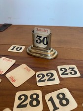 ANTIQUE  ART DECO WHITE METAL PERPETUAL CALENDAR DESK ITEM