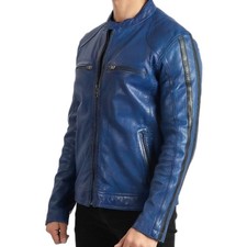 MENS LEATHER JACKET CAFE RACER