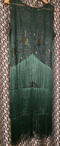 Stunning green fringed - , flapper