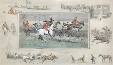 SNAFFLES, CHARLES JOHNSON PAYNE, 'A POINT TO POINT', HAND-COLOURED PRINT, SIGNED