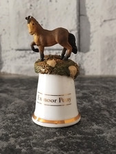 Sterling Classic? Thimble Exmoor Pony Hand Painted Pewter British Wildlife