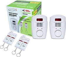 Wireless Pir Motion Sensor Alarm Plus 2 Remote Controls Shed Home Garage White