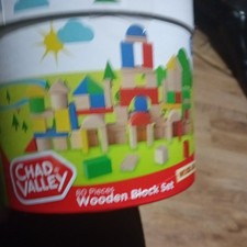 Chad Valley 80 Pieces Wooden Block Set 12+Months NEW toy educational wood set