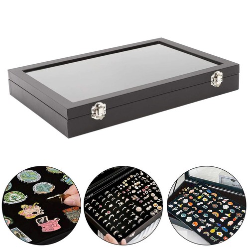 Black leather badge display - badge,