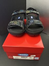 Wolky Rio Flower point Suede Sandals Black Uk 6