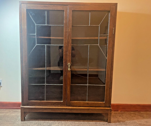 Vintage oak leaded glass - oak,