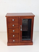 Wooden Glass Door Jewellery Cabinet Trinket Case 5 Drawers & Rotating Hanger