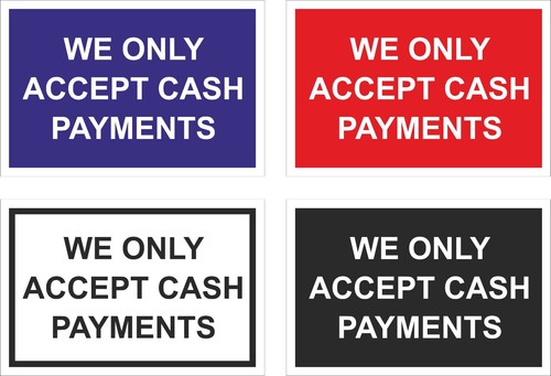 Cash only sign - only,