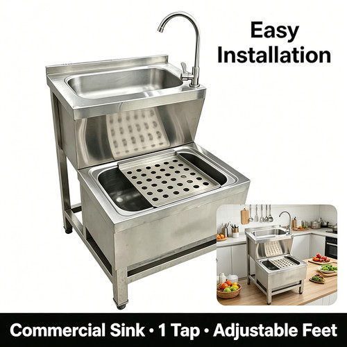 Catering stainless steel sink - steel,