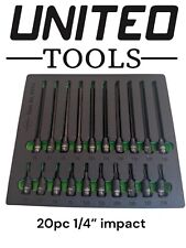 20pc Extra Long & Short Impact Torx Bit Sockets Set 1/4" Drive T6-T30 S2 CRV Hex