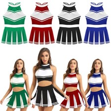 Girls Cheer Leader Costume Team Uniform School Cheerleading Fancy Dress Outfits·