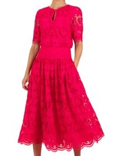 £345 FEE G Jessie DESIGNER EMBROIDERED PINK 2 PIECE TOP + SKIRT  10 UK