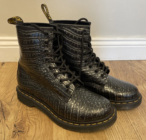 Martens gunmetal wild croc - gunmetal,
