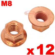 BMW E30 3 SERIES EXHAUST MANIFOLD NUTS HEAD STUD NUT M8 HEX COPPER SELF LOCKING