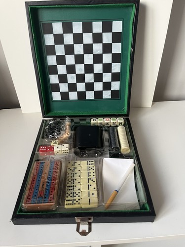 Black leather chess checkers - black, chess/checkers