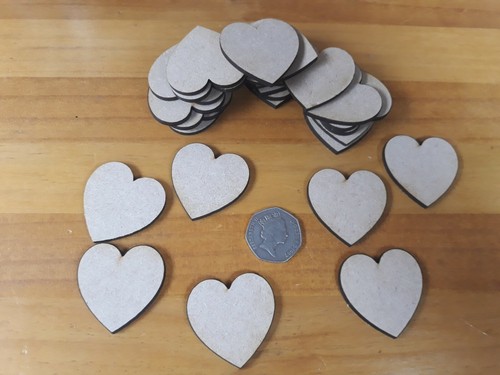30x wooden heart shapes laser - 30x,