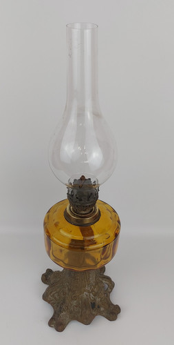 Vintage amber glass oil - glass,
