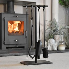 Simplistic Hook Rail Four Piece Fireside Companion Set - 54cm