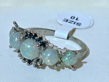 STERLING SILVER OPAL/GREEN Stones Ring SIZE U, 4.8gram
